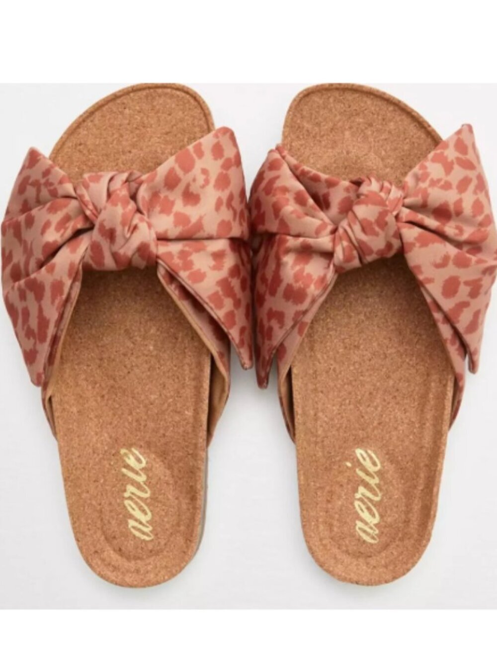 Aerie Leopard Print Bow Sandals - Dusty Rose